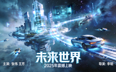 科幻电影《未来世界》海报展示高科技城市景观