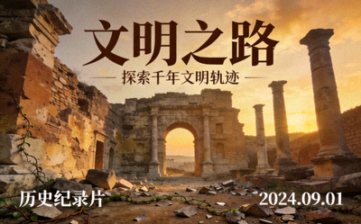 历史纪录片《文明之路》海报展示古代建筑遗迹